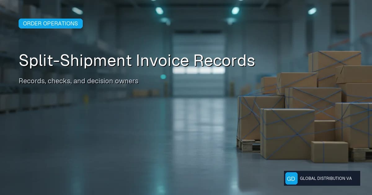 Distribution workflow illustration accompanying build an invoice-ready record for split shipments