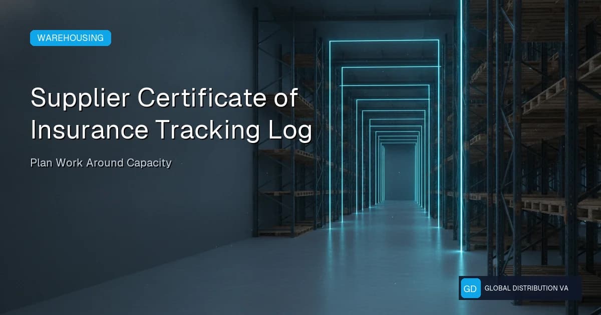 Operational record illustration for Supplier Certificate of Insurance Tracking Log