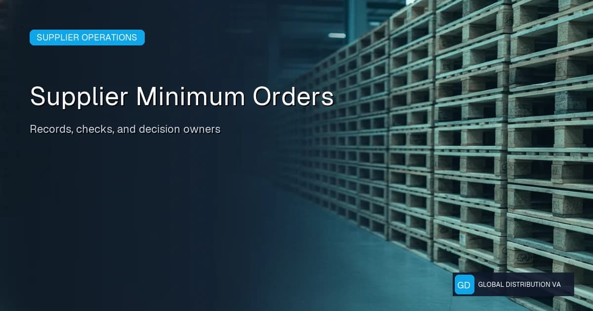 Distribution workflow illustration accompanying review supplier minimum orders and pack multiples before buying