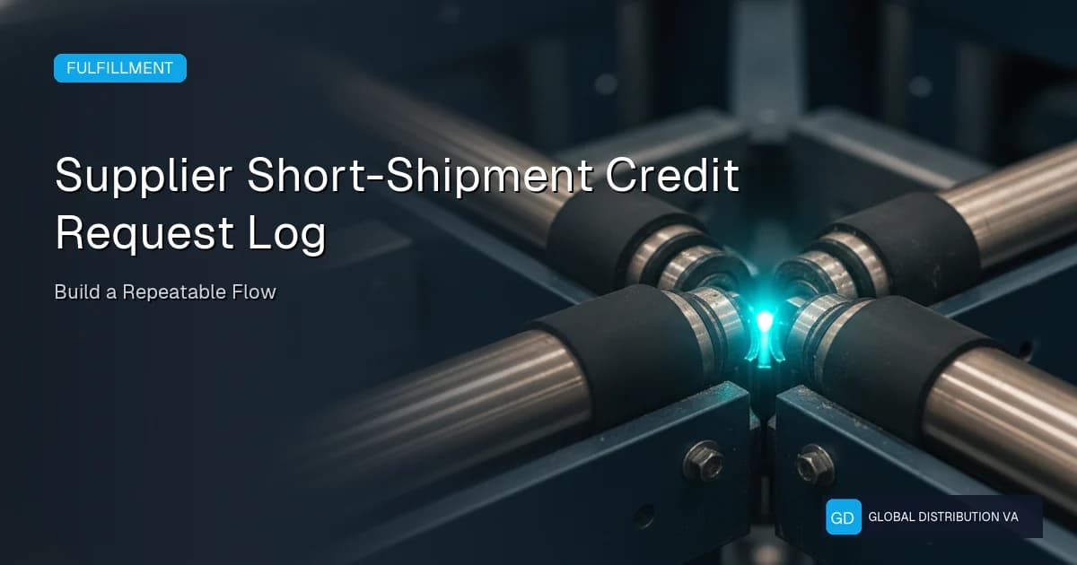 Editorial workflow graphic for Supplier Short-Shipment Credit Request Log