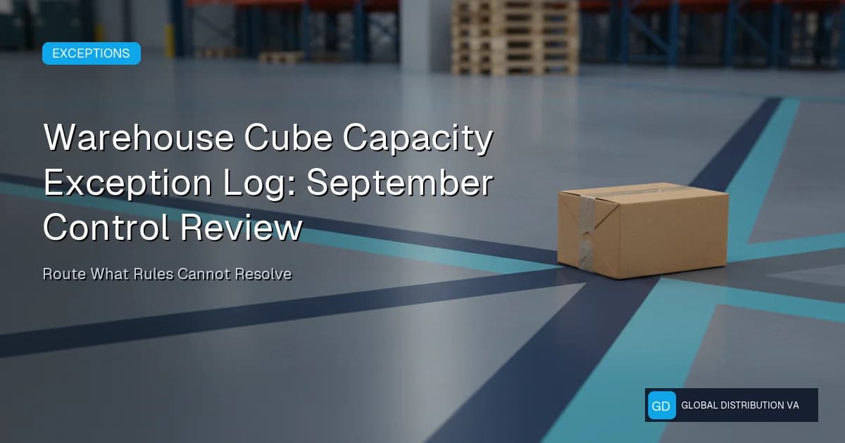 Operational record illustration for Warehouse Cube Capacity Exception Log: September Control Review