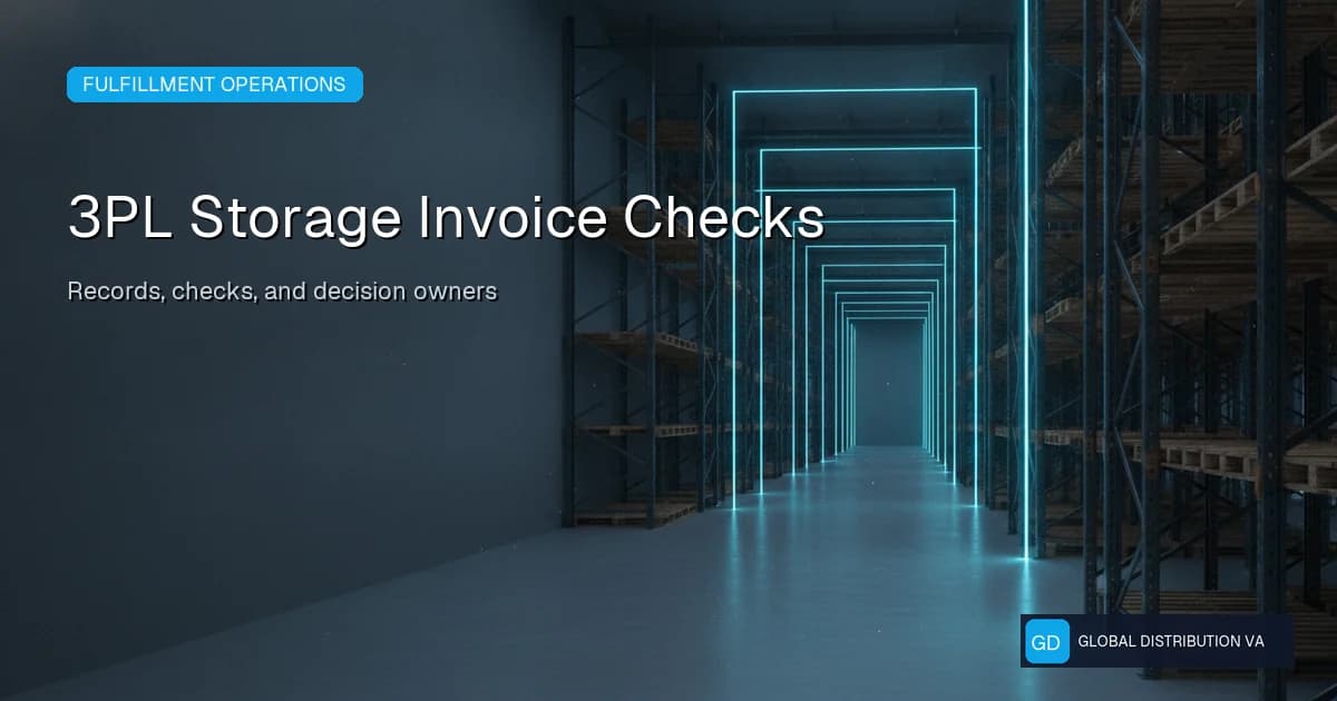 Distribution workflow illustration accompanying check 3pl storage invoices against agreed inventory snapshots