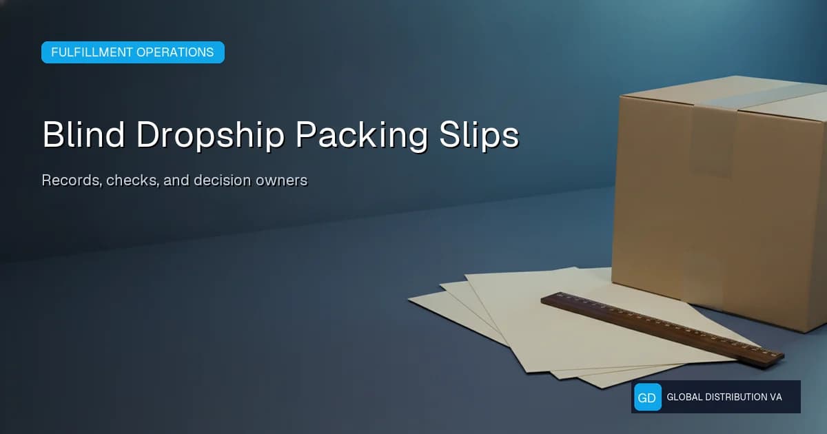 Distribution workflow illustration accompanying review blind dropship packing slips before supplier release