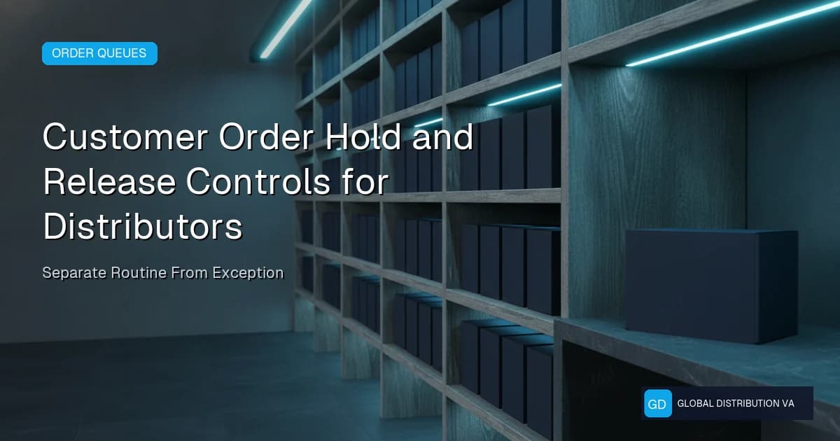 Editorial distribution operations scene illustrating order hold and release controls