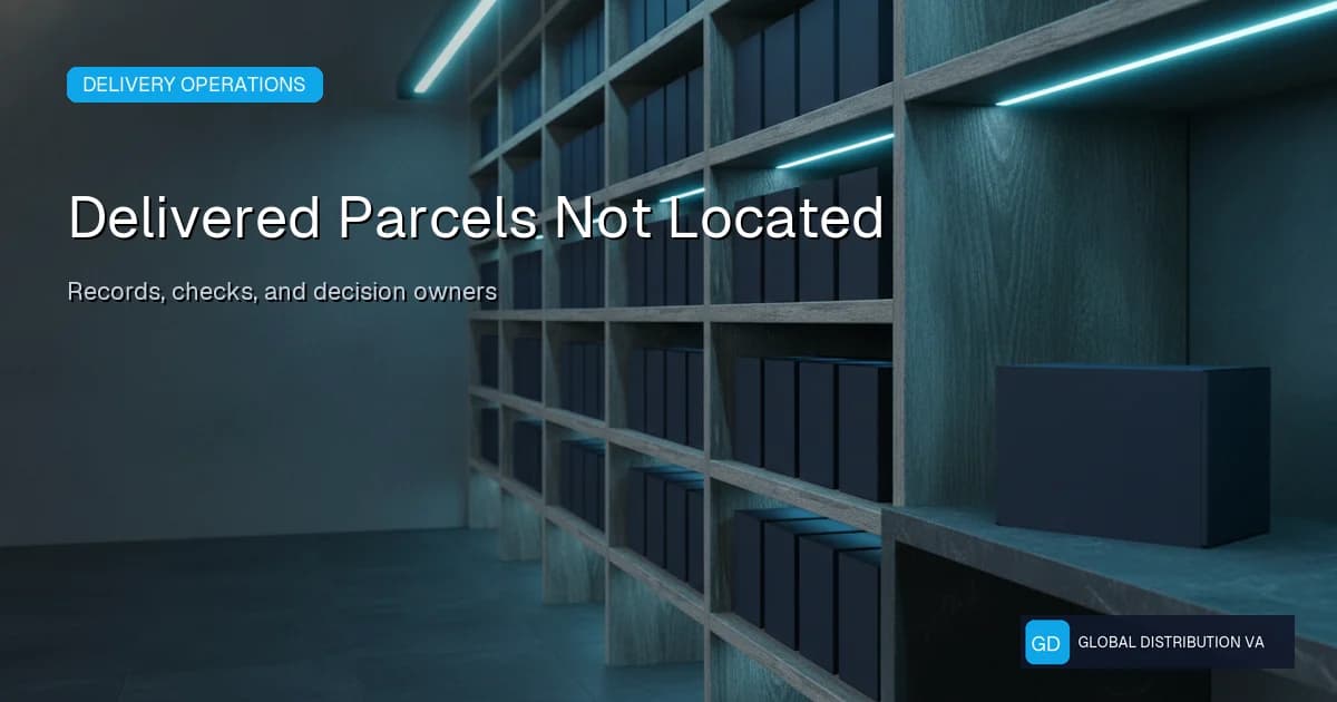 Distribution workflow illustration accompanying investigate delivered parcels that customers cannot locate