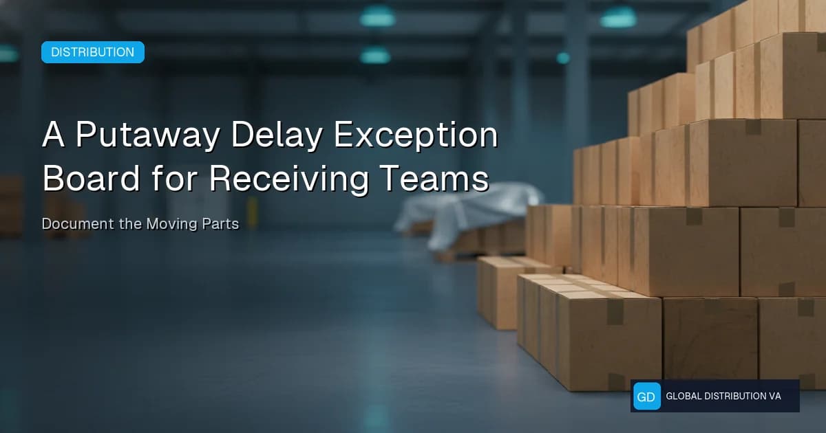 Editorial workflow graphic for A Putaway Delay Exception Board for Receiving Teams