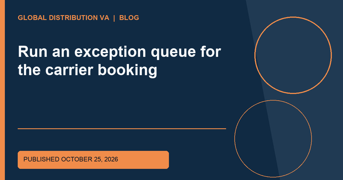 Title-overlaid editorial thumbnail for Run an exception queue for the carrier booking
