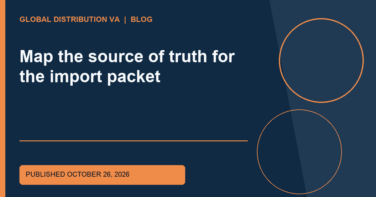 Title-overlaid editorial thumbnail for Map the source of truth for the import packet