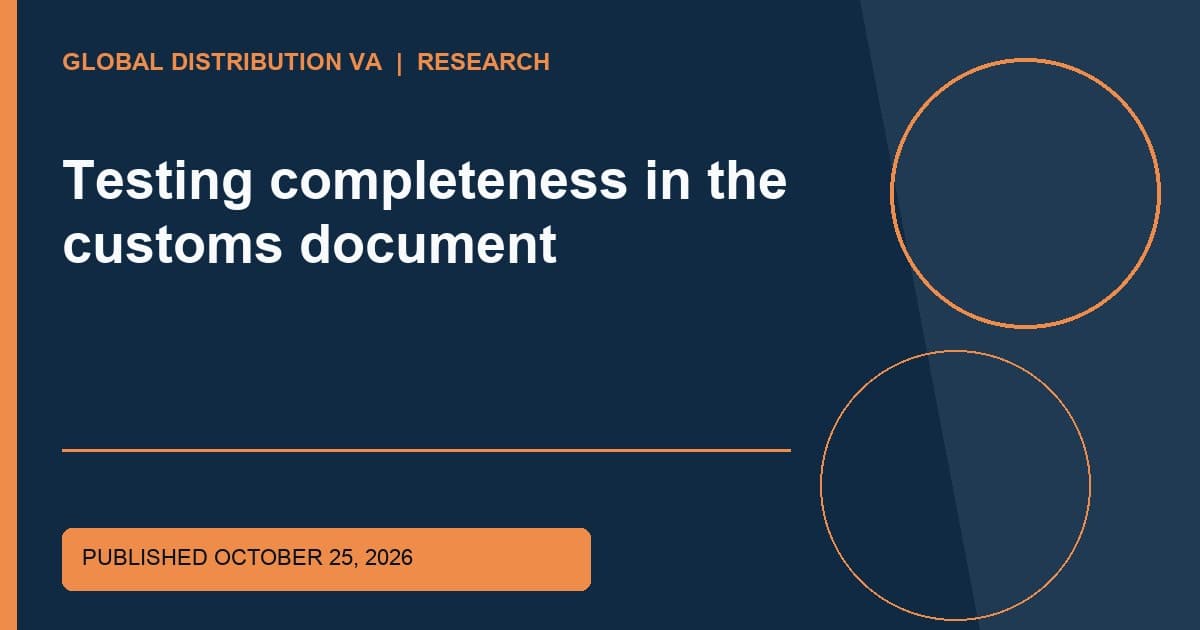Title-overlaid research graphic for Testing completeness in the customs document