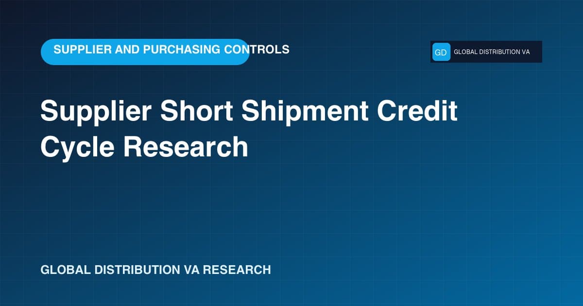Research data card for Supplier Short Shipment Credit Cycle Research